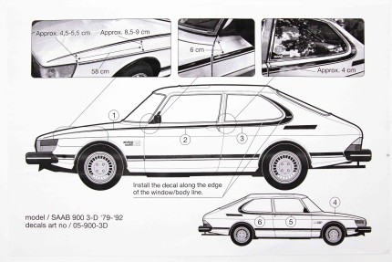 Saab Stripes decals kit for Saab 900 (In Black) New PRODUCTS