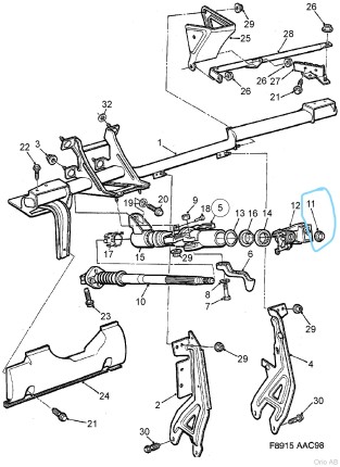 anneau de blocage colonne de direction pour SAAB 900 NG, 9.3 et 9.5 direction saab