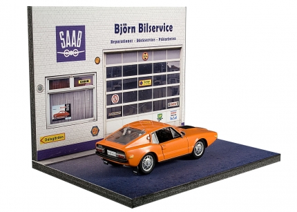 Diorama Saab miniature display stand, saab garage New PRODUCTS