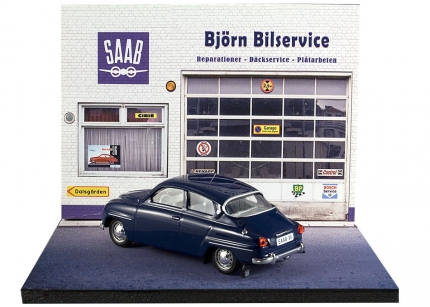 Diorama Saab presentoir, garage saab miniature Cadeaux: livres, SAAB minatures...