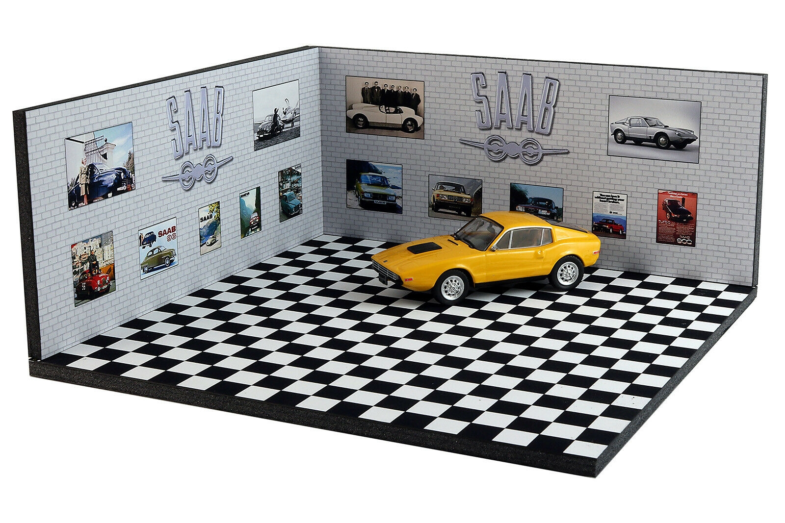 Diorama Saab display stand, miniatures saab garage - SAAB spare