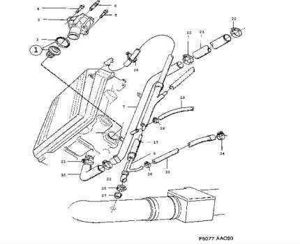 Durite de chauffage (culasse-connection chauffage) saab 900 16 soupapes Refroidissement eau moteur