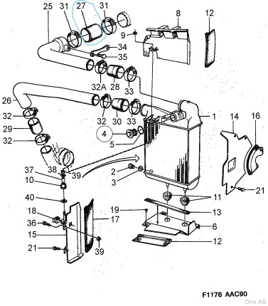 durite d'air de suralimentation Saab 900 turbo classic 1986-1993 Systeme apc