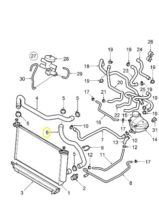 Manguera inferior radiador saab 9.5 Refrigeración agua motor