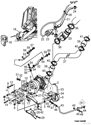 Saab 900 16 valve turbo cooling hose Cooling system