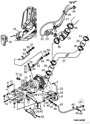 Saab 900 16 valve turbo cooling hose Turbochargers and related