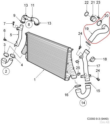 Supercharger hose for Saab 9.3 1.9 TID 150 HP Turbochargers and related