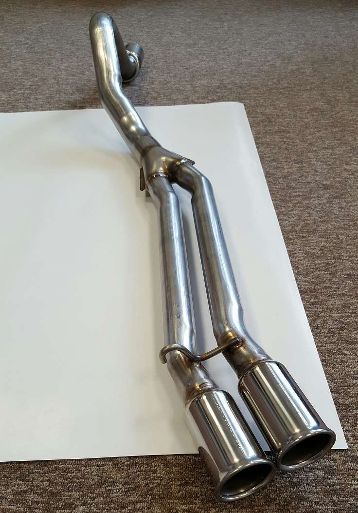 Rear Stainless Exhaust pipe with TWIN ROUND TAILPIPE for saab 900 turbo