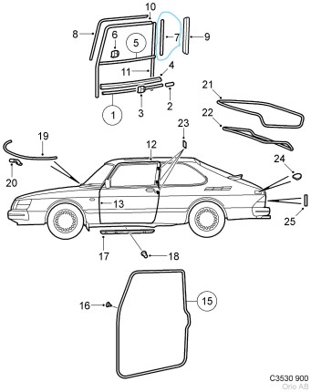 black door trim right saab 900 classic Body parts