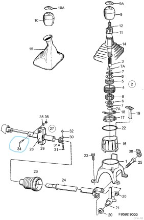 eje de la palanca de cambios saab 900 y 9000 Kit de mantenimiento saab