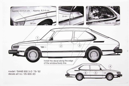Saab 900 side stripes kit (color Silver) saab emblems and badges