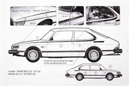 Saab 900 side stripes kit (color Silver) SAAB Accessories