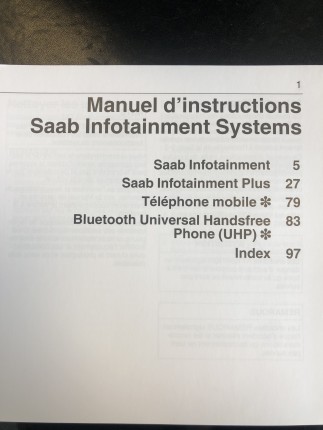 Manuel d'infotainment du propriétaire saab 9.3 2007 Accessoires saab