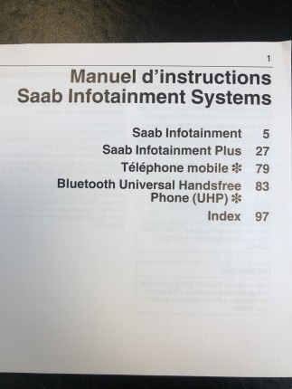 Manuel d'infotainment du propriétaire saab 9.3 2008 Accessoires saab