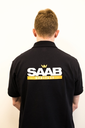 Short sleeved Saab Heritage polo in Midnight Blue Size M saab gifts: books, saab models and merchandise