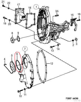 Junta de la tapa de la caja de cambios manual (delantera) saab 900 Recambios caja de cambios