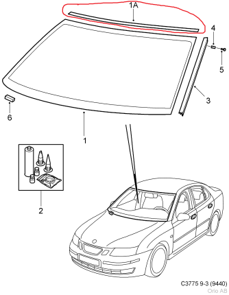 Junta superior del parabrisas para Saab 9.3 NG sedán y familiar. Novedades