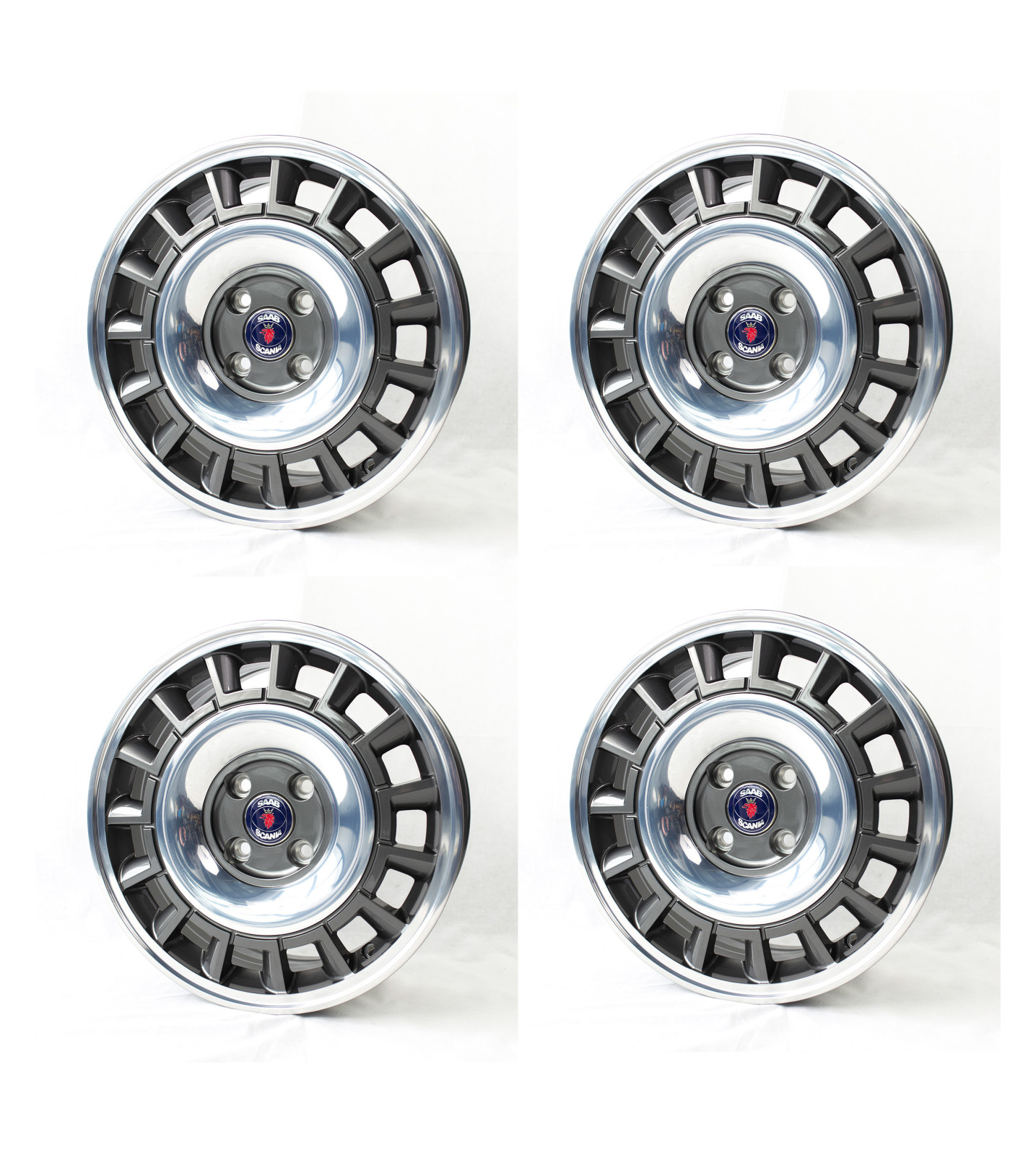 Complete set of 4 FORGED wheels in 16 for saab 900 classic and