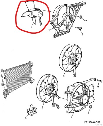 Moto-ventilateur refroidissement saab 9.3, 900 NG Refroidissement eau moteur