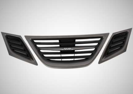 Matt grey Front Grille set for saab 9.3 2008-2012 saab emblems and badges