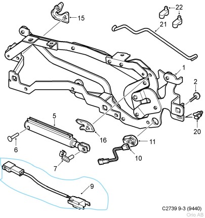 capteur arrière droit de couvre capote  saab 9.3 cabriolet 2004-2011 Capotes