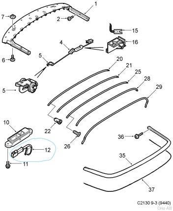 front left soft top sensor saab 9.3 cabriolet 2004-2011 Convertible Top