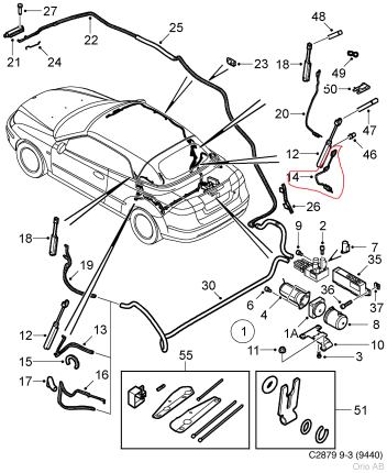 sensor de la capota trasera derecha saab 9.3 convertible 2004-2011 Capotas