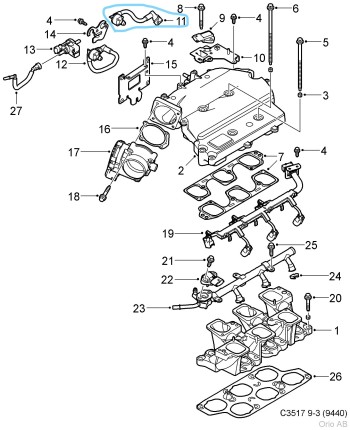 Durite reniflard de carter saab 9.3 NG - 9.5 NG 2006-2011 Systeme de lubrification