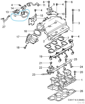 Crankcase breather hose saab 9.3 NG - 9.5 NG 2006-2011 Inlet manifold