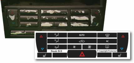 Replacement control buttons kit for air conditioning for saab 9.3 2003-07 SAAB Accessories