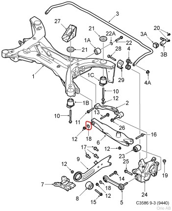 arandela de ajuste para saab 9.3 NG 2003-2011 Suspensión saab