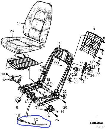 gaine commande siège électrique Saab 900 et 9000 Autres Pieces intérieur