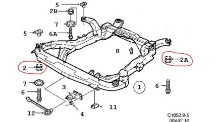 Silent block cuna delantera (delantera o trasera) saab 9.5 2002 -2010 Montaje de motor, de caja, amortiguadores