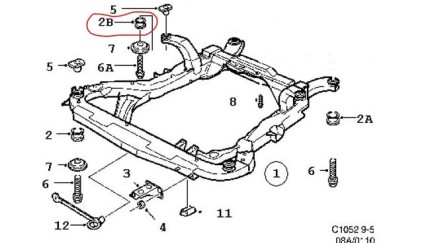 Silentblock soporte inferior (central) saab 9.5 Silentblock