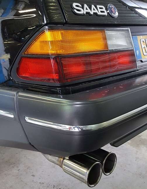 Rear Stainless Exhaust pipe with TWIN ROUND TAILPIPE for saab 900 turbo