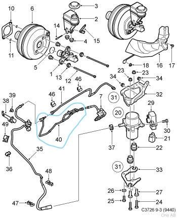 brake vacuum hose saab 9.3 NG 2006-2011 saab Brake system