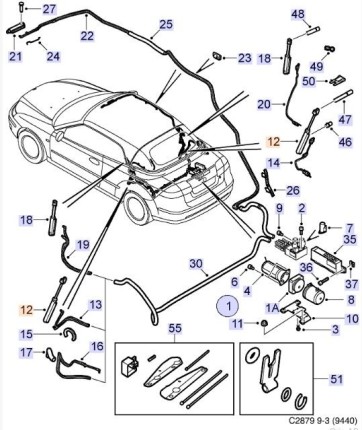 Verin hydraulique gauche de capote neuf saab 9.3 cabriolet 2004-2011 Nouveautés